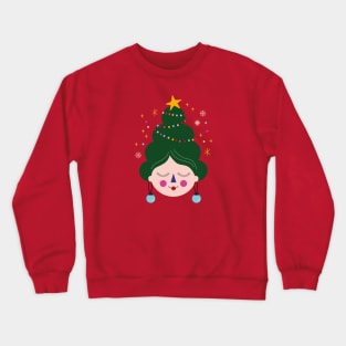 Vintage pink colorful Cute funny Christmas avatar tree decoration Crewneck Sweatshirt